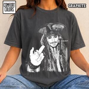Funny Jack Sparrow Middle Finger Meme Tee Pirates Of The Caribbean Graphic